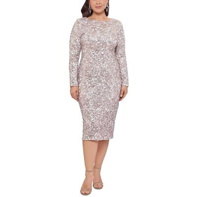 #ad Xscape Womens Sequined Mid Calf Formal Cocktail and Party Dress Plus BHFO 9690 $46.99