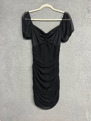 #ad Windsor Women#x27;s Bodycon Ruched Mini Black Dress Size Large New $16.80