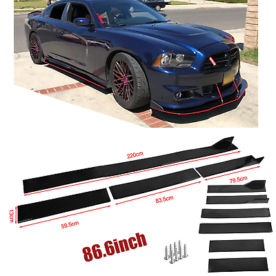 #ad 86.6quot; 2.2m Gloss Black Side Skirt For Dodge Charger SRT Extensions Pair of T $49.99
