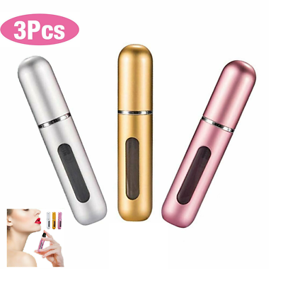 #ad 3Pc 5ml Mini Refillable Travel Portable Perfume Atomizer Bottle Spray Pump Cases $7.99