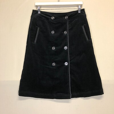 #ad Next Skirt Womens UK 10 Black Needlecord Cotton Heritage Dark Academia Buttons GBP 13.60