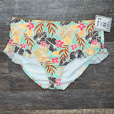 #ad NWT California Sunshine full coverage tropical floral bikini swimsuit bottoms 24 $13.00