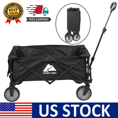 Wagon Folding Cart Collapsible Garden Beach Utility Outdoor Camping Sports Black $44.99