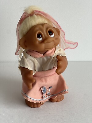 #ad DAM Troll Doll Poodle Skirt Girl Blonde Vintage 1985 Denmark 10” Tall $68.00