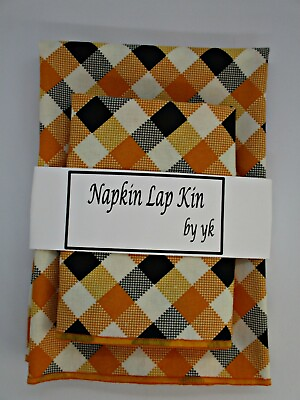 #ad Cloth Napkins Halloween Party Fall Autumn Set 2 Sizes 4 Pack Check Plaid $15.00