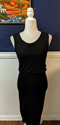 #ad Leith Nordstrom Black Maxi Dress Sleeveless Cinched Waist Sz Medium M $28.95