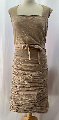 #ad Phase Eight Evening Dress Size 16 Beige Polyester Blend Sleeveless Short Ruffle GBP 30.39