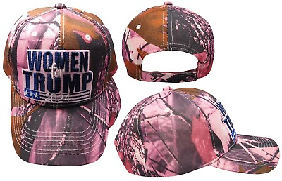 Women For Trump 2024 Light Pink Real Tree Camo Adjustable Embroidered Cap Hat $444.44