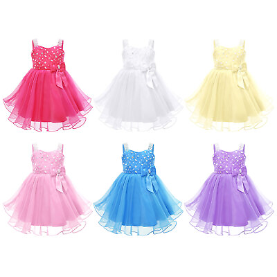 #ad Baby Flower Girls Dresses Bowknot Princess Dress Toddler Gowns Pageant Festival $8.07