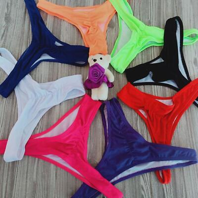 NEW Women Sexy Bikini Triangle Thong Bottom Brazilian V Cheeky Ruched Swimwear $10.49