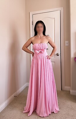 Pink Evening Dress Long Maxi Bridesmaid Dress $90.00