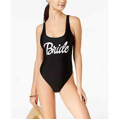 #ad California Waves Bride Graphic One Piece Swimsuit Black Open Back Size XS $14.99