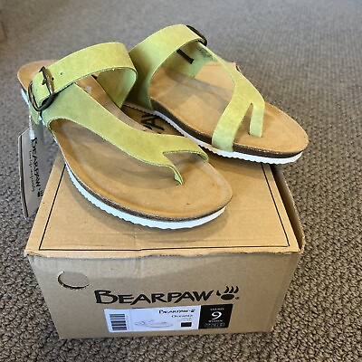 BEARPAW Womens Oceania Flat Sandals Green Size 9.0 $25.00