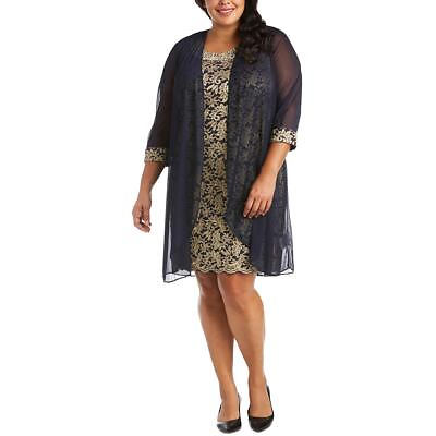 #ad Ramp;M Richards Womens Jacquard 2PC Cocktail and Party Dress Plus BHFO 1971 $23.99