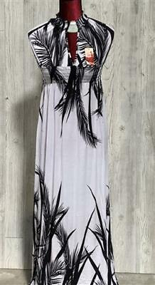 #ad NWT Hawaiian Palms Open Back Keyhole White amp; Black Maxi Dress Sundress XXL 07 $24.95
