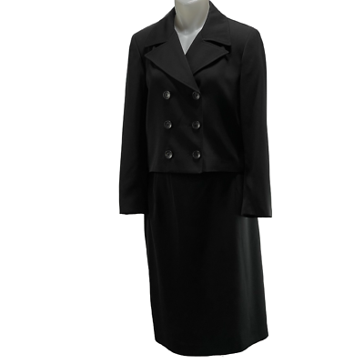 HARVE BENARD by BENARD HOLTZMAN Skirt Suit Black Cropped Jacket Woman#x27;s Size 12 $29.99
