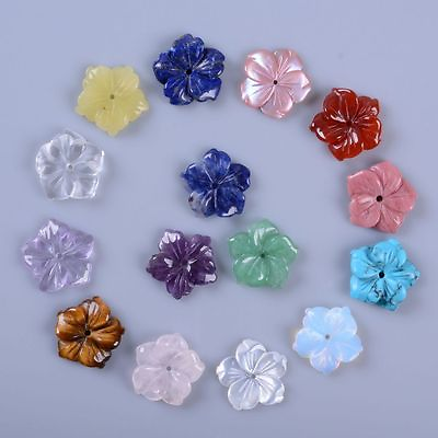#ad #ad 15mm Center drilled Small hand Carved gemstone flower jewelry making DIY beads $10.99
