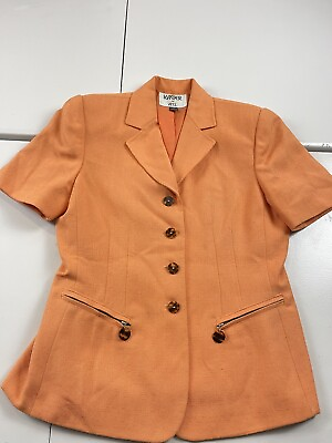 #ad Kasper Skirt Suit Set Women Size 8 Orange Two Piece Jacket and Skirt 4 Buttons $39.99