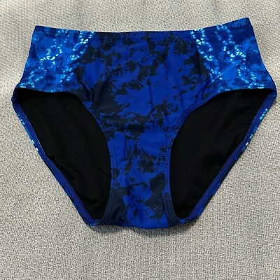 #ad NEW Venus High Waist Swim Bikini Bottoms Blue Black Size 4 NWOT $8.85