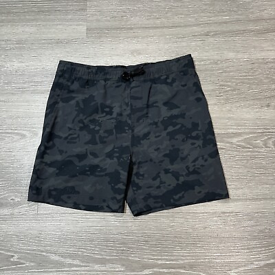#ad Avid Swimsuit Men#x27;s L Black Camouflage Drawstring Lined Swim Shorts Swimwear $17.99