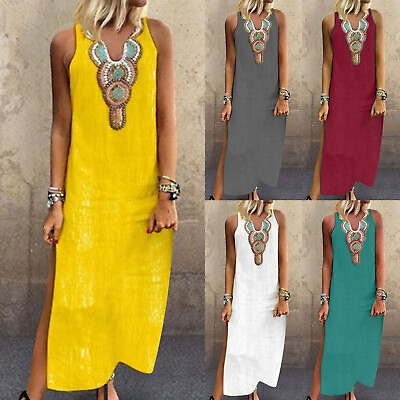 #ad Summer Dresses For Women Casual Loose Bohemian Floral Dress Strap Maxi Dress $21.14