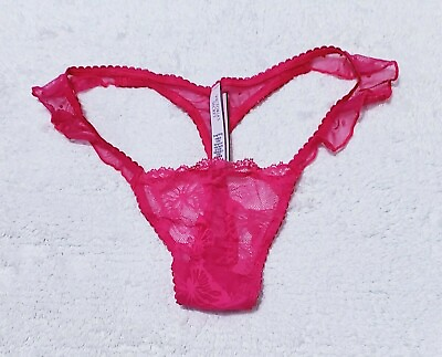 S Victoria#x27;s Secret VS Ruffle Mesh Sexy Thong Pink Bikini Panties Dream Angel S $20.00