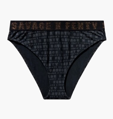 #ad SAVAGE X FENTY FOREVER SAVAGE HIGH LEG Bikini RIHANNA Sexy BLACK Panties 2X $12.99