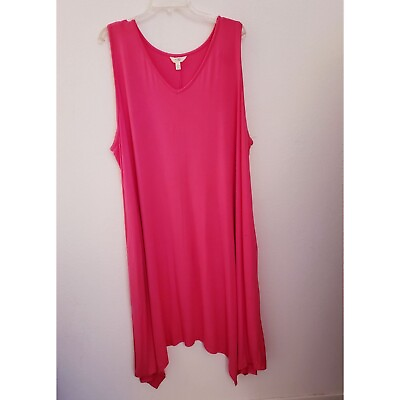 #ad Terra amp; Sky Pink Handkefchief Hem Sleeveless Rayon Blend Dress w Pockets 4x EUC $22.00