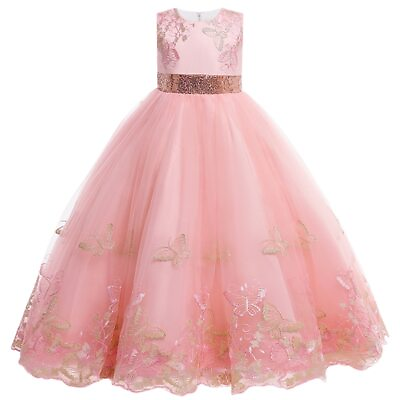 #ad #ad Children#x27;s dress Princess Girl lace embroidered flower long dress Party Dress $49.20