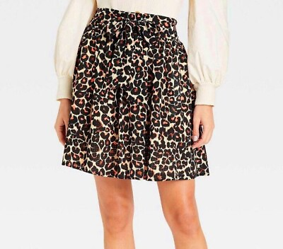 #ad NWT Who What Wear Multicolor Animal Print Size XXL Skirt Lined Attached Belt $17.63