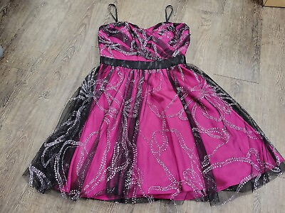#ad MXI Pink Black 3 Glitter Short Mini Holiday Ball Sparkle Dance Party Dress $29.99