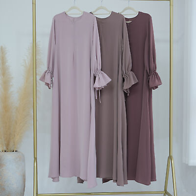 #ad Kaftan Women Muslim Long Maxi Dress Abaya Caftan Dubai Moroccan Solid Color Robe C $59.17