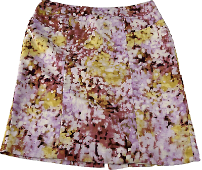 #ad Ann Taylor Loft Size 6 Pink Yellow Pencil Skirt Abstract Floral Knee Length $16.97