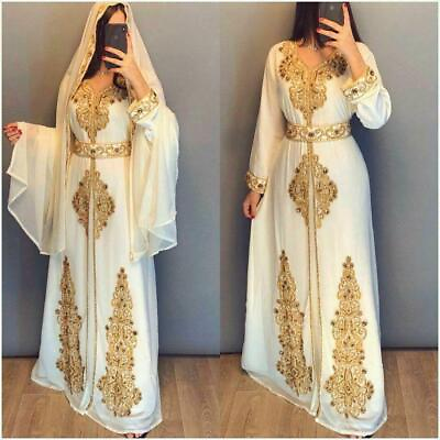 #ad SALE New Moroccan Dubai Caftans Farasha Abaya Dress Very Fancy Long Gown $57.58